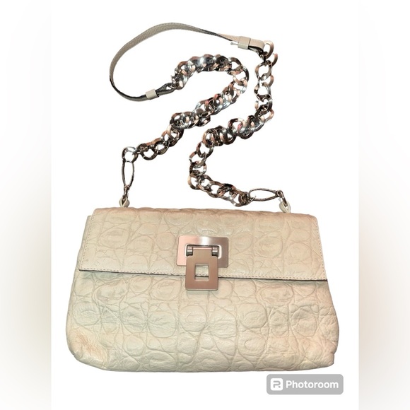 Alberta Di Canio Off white leather with Silvertone hardware Crossbody Bag - Picture 1 of 6